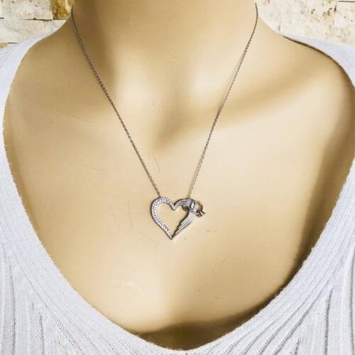 Heart 925 Sterling Silver Necklace Women Girls Gift Jewelry Accessories Fashion Handmade Elegant Chain