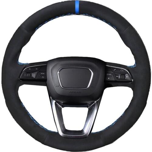 Car Black Alcantara Material Suede Steering Wheel Cover for Audi A4 (B9) Avant Allroad Q3 Q5 SQ5 Q7 SQ7 Q8 SQ8 Auto Accessories