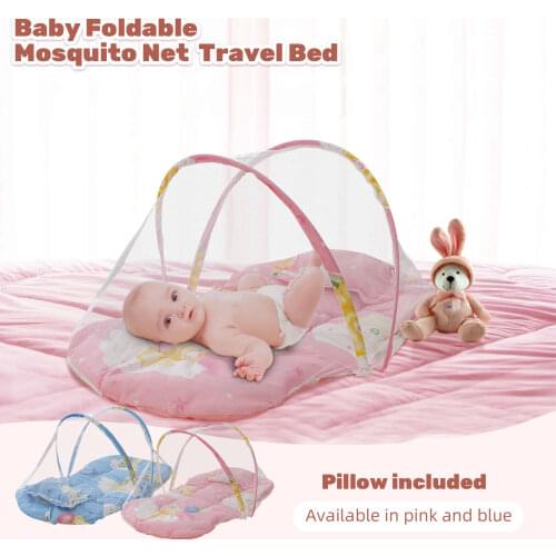 Baby Mosquito Net Foldable Portable Baby Travel Bed Crib Tent with Cushion Pillow for Park Beach Rooms 88x48x42cm