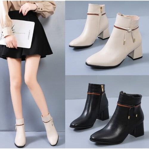 Childrens mid-heel boots 2020 autumn new foreign style thick heel side zipper low-top Martin boots fashion boots
