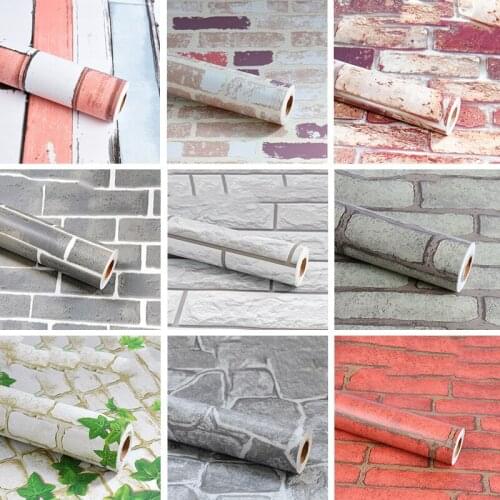 Home Decor 3D PVC Grain Wall Paper Brick Stone Wallpaper Self-Adhesive Living Room Bedroom Wallpapers Wall Stickers Decoration