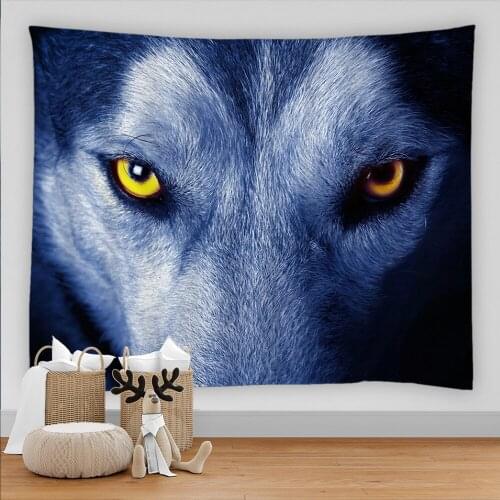 Animal Tapestry White Black Wolf lion Tiger Elephant Shark Tapestry Wall Hanging Tapestries Hippie Wall Rugs Dorm Decor Blanket