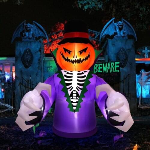 Halloween Inflatable Ghost Pumpkin 210cm Creepy Ghost Air Blowing Up Model Patio Yard Decoration with US Plug