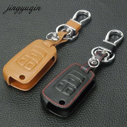 Jingyuqin Leather Flip Key Cover For Chevrolet Cruze Aveo for Buick VAUXHALL OPEL Insignia Astra J Zafira C Remote Car 3BTN Case