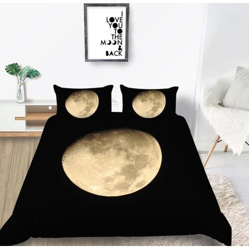 Yellow Moon Bedding Set Single Simple Fashion High End Black Duvet Cover 3D King Queen Twin Full Double Unique Design Bed Set