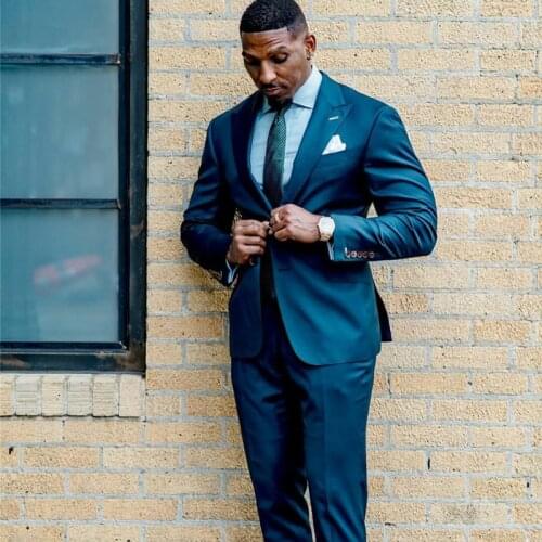 Handsome Mens Business Suits Two Button Best Men Groom Suits Plus Size Prom Party Blazer Jacket(jacket+pants)