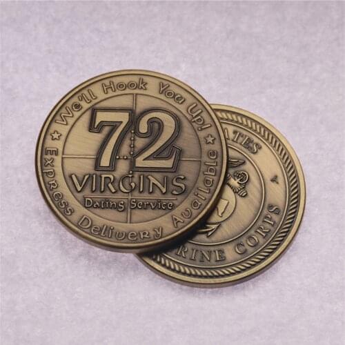 NEW USMC U.S. Marine Corps 72 Virgins Bronze Antique Challenge Coin