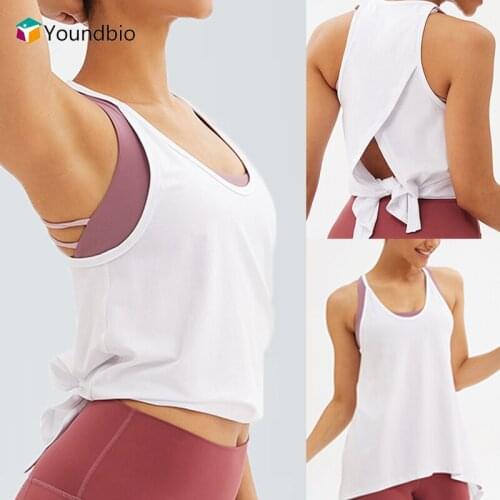 YOUNDBIO 2021 New Sleeveless Cotton Yoga Vest Running Woman Sports Shirts Gym Fitness Tank Crop Top Workout Clothing Blouses