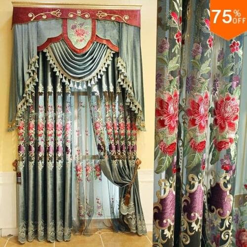 New Arrival Flower Fairy bean green curtains for living room Dressing Room Drapes Most Luxury Turquoise linen curtains