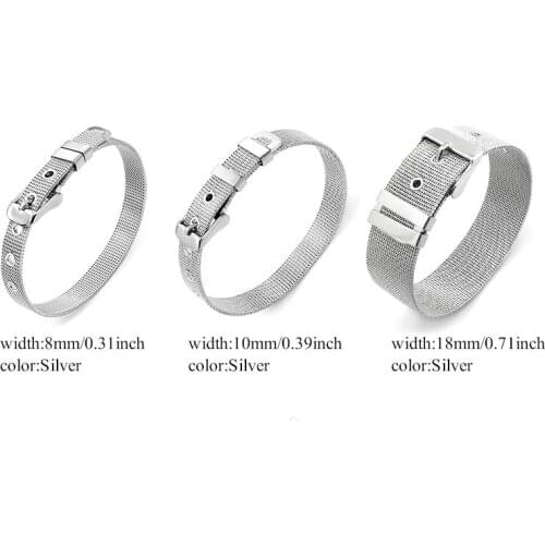 Charm Mesh Bracelet Stainless Steel Cuff Bangle Adjustable DIY Bracelets Men Women Simple Watch Strap