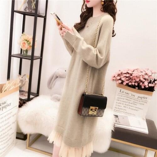 Autumn and Winter 2020 New Fashion Chiffon Stitched Wool Dress Is Small, Fresh, Medium and Long, Which Is Lazy and Easy To Wear