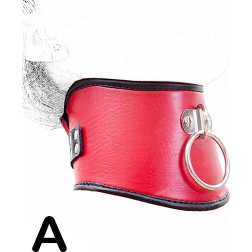 PU Leather Slave Collar With O Ring Adjustable Neck Collar Sex Adult Collars Fetish Bdsm Bondage Adult Games Sex Toys For Women