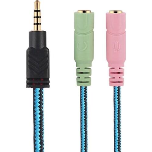 Headset Adapter Headphone Mic Y Splitter Cable 3.5mm AUX Stereo Audio Male To 2 Female Separate Audio Microphone Plugs