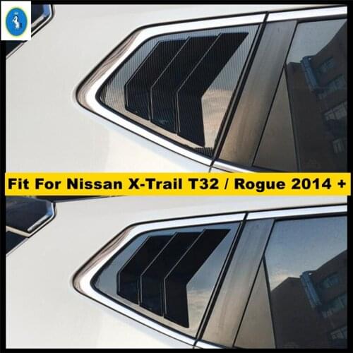 Plastic Black / Carbon Fiber Look Rear Quarter Window Louvers Spoiler Panel Cover Kit For Nissan X-Trail T32 / Rogue 2014 - 2020