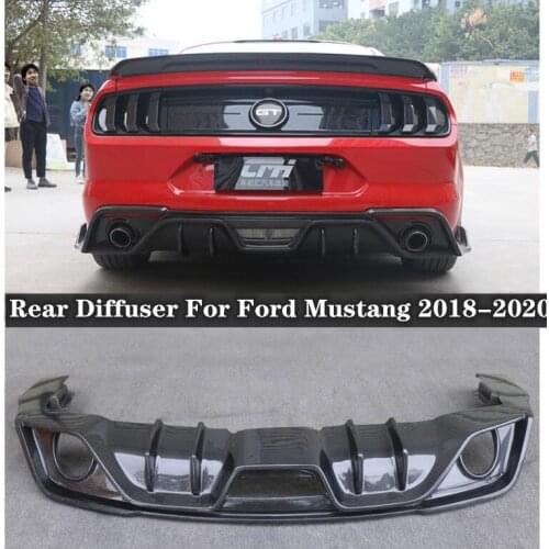 High Quality Carbon Fiber & ABS primer Rear Trunk Lip Bumper Diffuser Protector Cover Fits For Ford Mustang 2018 2019 2020