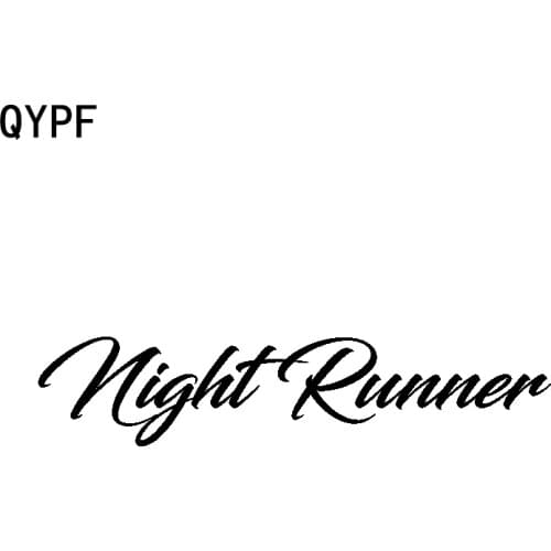 QYPF 18CM*3.8CM Interesting Night Runner Graphics Vinyl Car-styling Car Sticker Decal Black Silver C15-2234