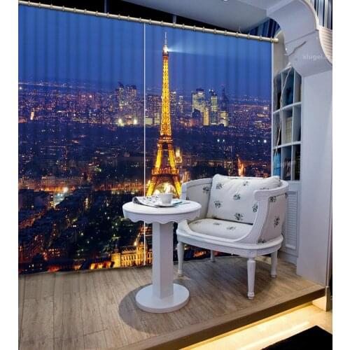 City night scene Curtain Luxury 3D Window Curtain For Living Room tower curtains Blackout curtain