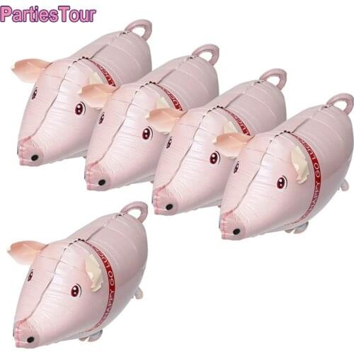 5pcs Farm Theme party Decoration Walking Pig Balloon Aluminum Foil Balloons Kids Birthday Party Supplies Baby Shower Favors