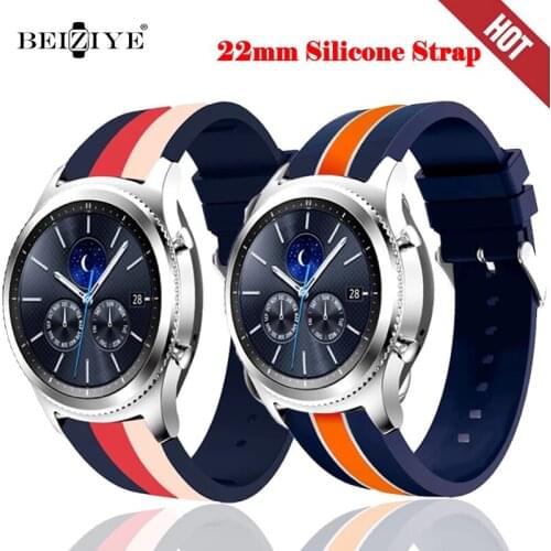 22mm Sport band For Samung Galaxy watch 3 45mm Silicone Strap for Huawei watch gt 2e GT2 46MM band For Galaxy watch 46mm Gear S3