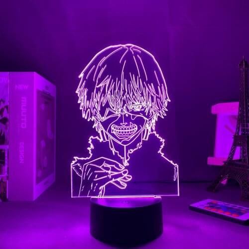 3D Lamp Led Panel Lights Anime Tokyo Ghoul Ken Kaneki Valentines Day Gift Nightlight Gift To Girlfriend Lamp Led