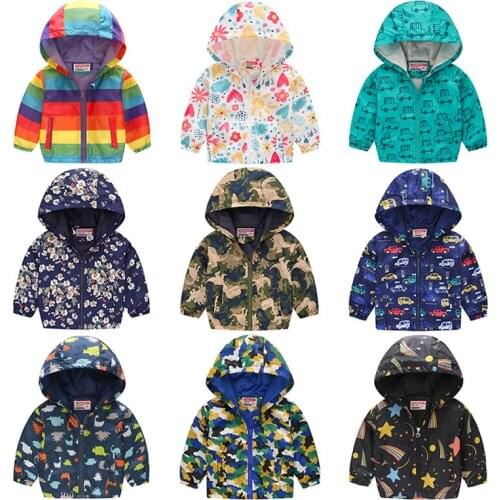 HH Boys Jackets Spring Autumn Windbreaker For Boys Hooded Girls Jacket Kids Clothes Baby Boy Coats Childrens Clothing 2 4 6Y