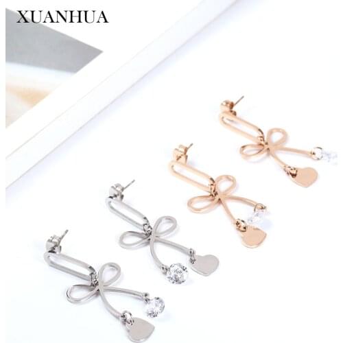 XUANHUA Stainless Steel Jewelry For Woman Vogue 2019 Rose Gold Drop Earrings Jewelry Accessories Gifts For Women Bohemian