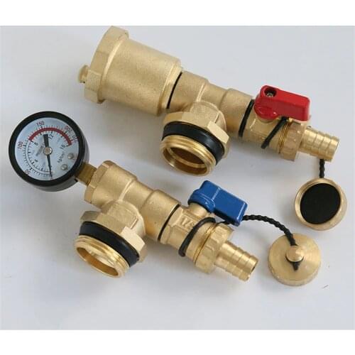 Lock the manual drain of the end of the water distributor with a pressure gauge brass tee tail piece