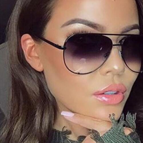 Feishini Pink Oversized Tinted Pilot Sunglasses Women Luxury Brand Fashion Flat Top Clear Lens Men Eyewear Shade Mirror UV400