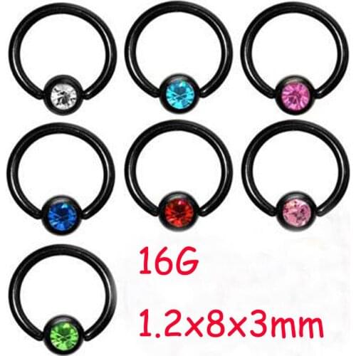 2Piece Stainless Steel Black Captive Hoop CBR Eyebrow BCR Tragus Earrings Nose Closure Nipple Ring Body Piercings Jewelry Helix