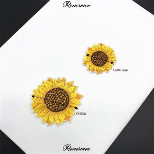 5Pcs Classical Sun Flower Applique Clothing Embroidery Patch Fabric Sticker Iron On Patch Craft Sewing Repair 2Sizes SX180