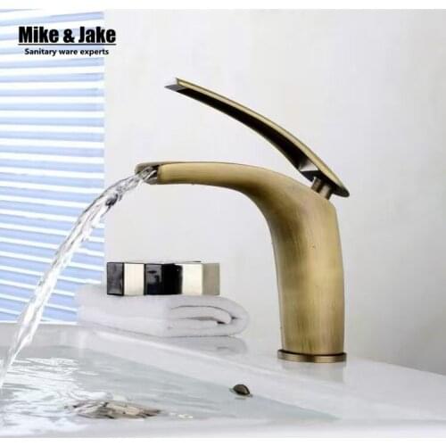 Antique bronze bathroom waterfall faucet basin sink tap single handle classic crane antique brass tap bathroom antique faucet