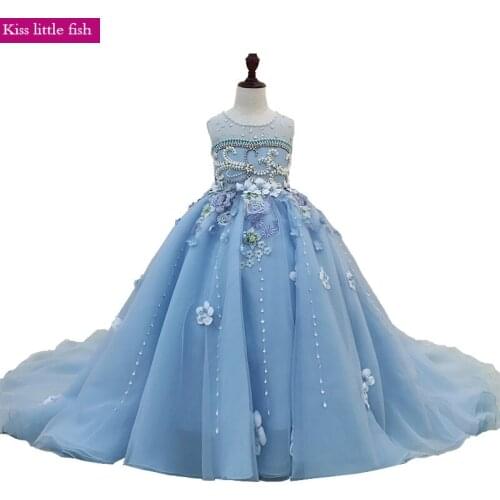 Free shipping Luxurious pageant dresses for girls Girls party dress long