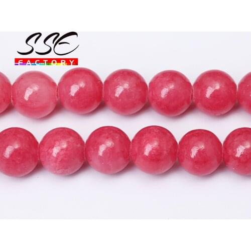 Natural Stone Pink Chalcedony Jades Beads Round Loose Spacer Beads For Jewelry Making 4/6/8/10/12mm DIY Handmade Bracelets 15"
