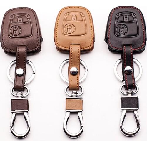 High Quality key wallet car genuine leather key cover auto parts for Peugeot 106 107 206 306 307 207 408 For Citroen c1 c2 c3 c4