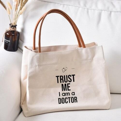 Doctor Work Bag Funny Printed Canvas Tote Bag Gift Handbag Book Bag Women Lady Beach Bag Dropshipping