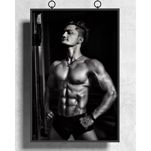 Fitness Bodybuilding Man Strong Muscles Bronze Skin 1 Wall Sticker Silk Fabric Poster Art Indoor Decor Bright