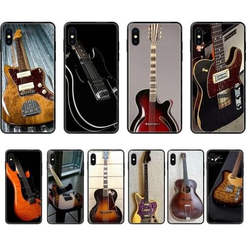 Instruments Guitar Vintage For Samsung Galaxy S5 S6 S7 S8 S9 S10 S10e S20 edge Lite Plus Ultra Greatest Art Diy Luxury Black