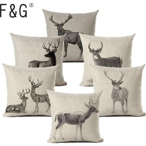 Wild Animal Deer Elephant Owl Decorative Cushion Cover Throw Pillow Cover Car Sofa Home Decor Cojines Christmas Pillow Case