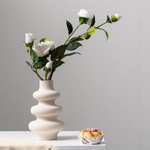 Ceramic Creative Flower Vase Scandinavian Style Flower Pot Interior Aesthetic Office Table Living Room Office Garden Decoration
