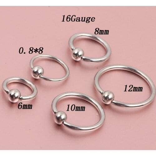 Stainless Steel Ball Closure Captive Ring BCR, Lip Nose Ear Tragus Septum Ring 5 size mix 50/100/200/500pcs Piercing Jewelry