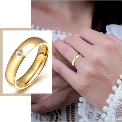 Bling CZ Stone Women Wedding Bands Ring, Anti Allergy Stainless Steel Metal Finger Jewelry, Elegant Anniversary Love Gift