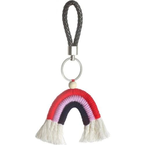 Creative Rainbow Keychain Fashion Handmade Knitting Tassel Women Bag Pendant Exquisite Gift Car Key Accessories Jewelry Keyring
