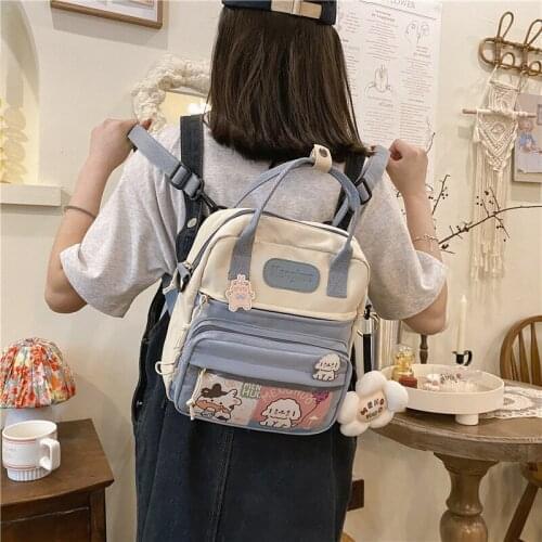 Korean Style Cute Mini Backpacks Women Waterproof Nylon Small Shoulder Bags for Teenage Girls Schoolbags Flower Travel Backpack