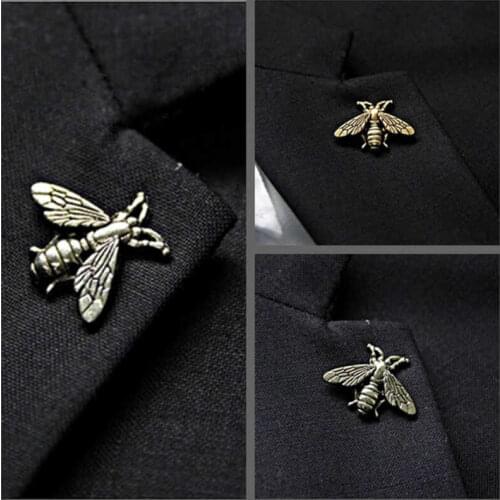 {nsect Small Bee Brooches Men Metal Retro Suit Collar Fresh Brooch High Quality