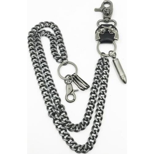 Gun Black Visual Heavy Rock Metal Hip Hop Gothic Rock Pants Trousers Jean Wallet Key Mens Waist Key Chain DR121