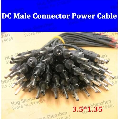 30cm DC power male connector power cord cable size 3.5*1.35 Power Male Plug Connector for Monitoring.led light--50pcs