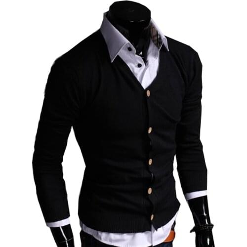 Autumn Cotton Sweater Men Cardigan Casual Solid Long Sleeve Knitted Men Cardigan Plus Size Slim V-Neck Sweater Mens 3XL