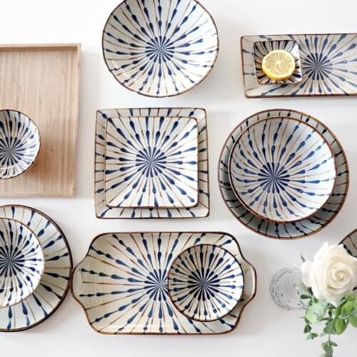 Japanese ceramic cutlery set rice bowl steak dish salad bowl noodle bowl sushi long dish fish plat Creative kitchen decoration