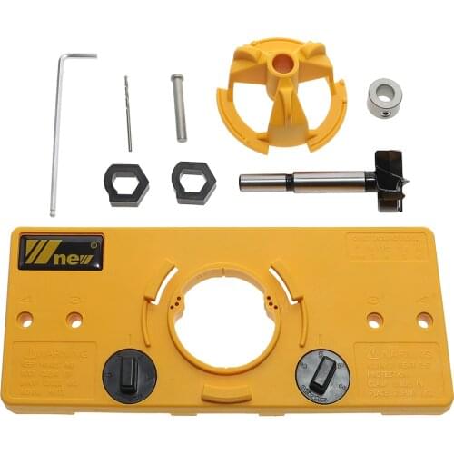 Concealed 35mm Cup Style Hinge Hole opener Jig Boring Hole Drill Guide + Forstner Bit Wood Cutter Carpenter Woodworking DIY Tool