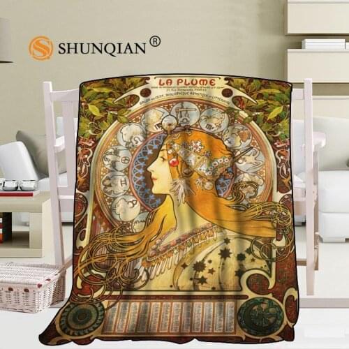 Custom Alphonse Mucha Blanket Blending Fabric 56x80inch 50X60inch 40X50inch Sofa Bed Throw Blanket Kid Adult Warm Blanket